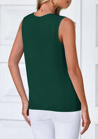 Sleeveless Button Down Business Casual Knit Tank Tops