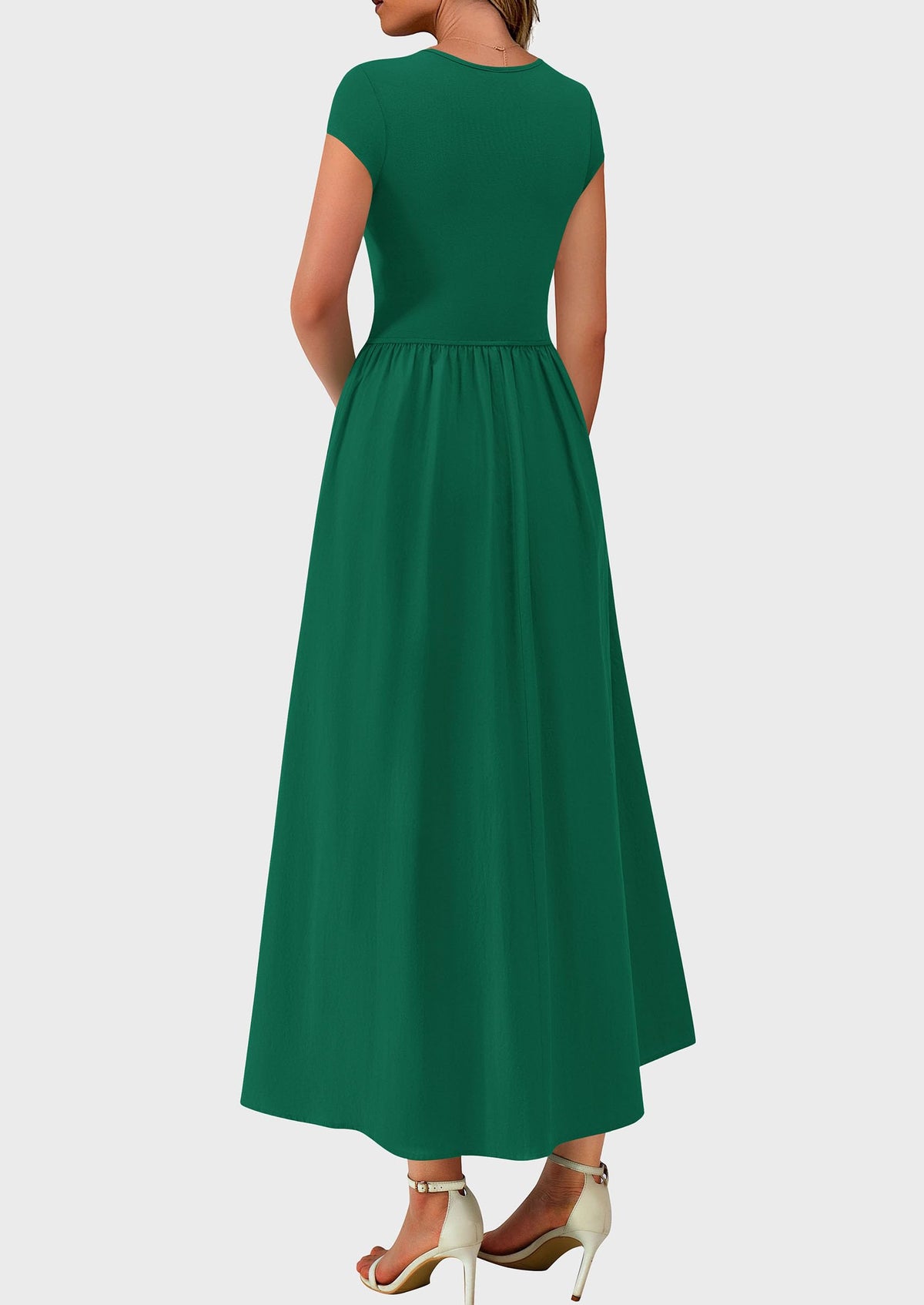 Casual Cap Sleeve Patchwork A Line Flowy Elegant Homecoming Maxi Dress