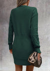 PRETTYGARDEN Sweater Dress for Women Long Puff Sleeve Turtleneck Ribbed Knit Oversized Pullover Winter Short Dress