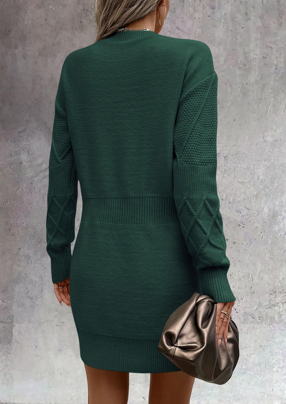 Long Sleeve Chunky Ribbed Knit Mini Sweater Dresses