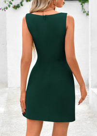 Sleeveless Boat Neck Zipper Bodycon A Line Business Work Mini Dresses