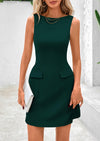 PRETTYGARDEN Womens Formal Sleeveless Summer Dresses Boat Neck Bodycon Elegant A Line Business Work Mini Dresss