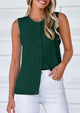Sleeveless Button Down Business Casual Knit Tank Tops