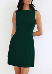 Sleeveless Boat Neck A Line Elegant Cocktail Party Mini Dresses