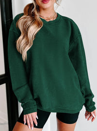 Ribbed Corduroy Crew Neck Long Sleeve Loose Fit Casual Oversized Sweatshirt