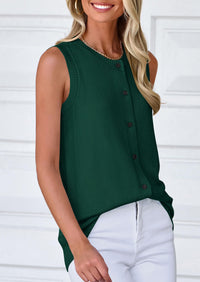 Sleeveless Button Down Business Casual Knit Tank Tops