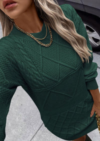 Long Sleeve Chunky Ribbed Knit Mini Sweater Dresses