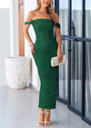 PRETTYGARDEN Womens Off The Shoulder Dress Ruched Bodycon Sleeveless Split Cocktail Party Maxi Dresses
