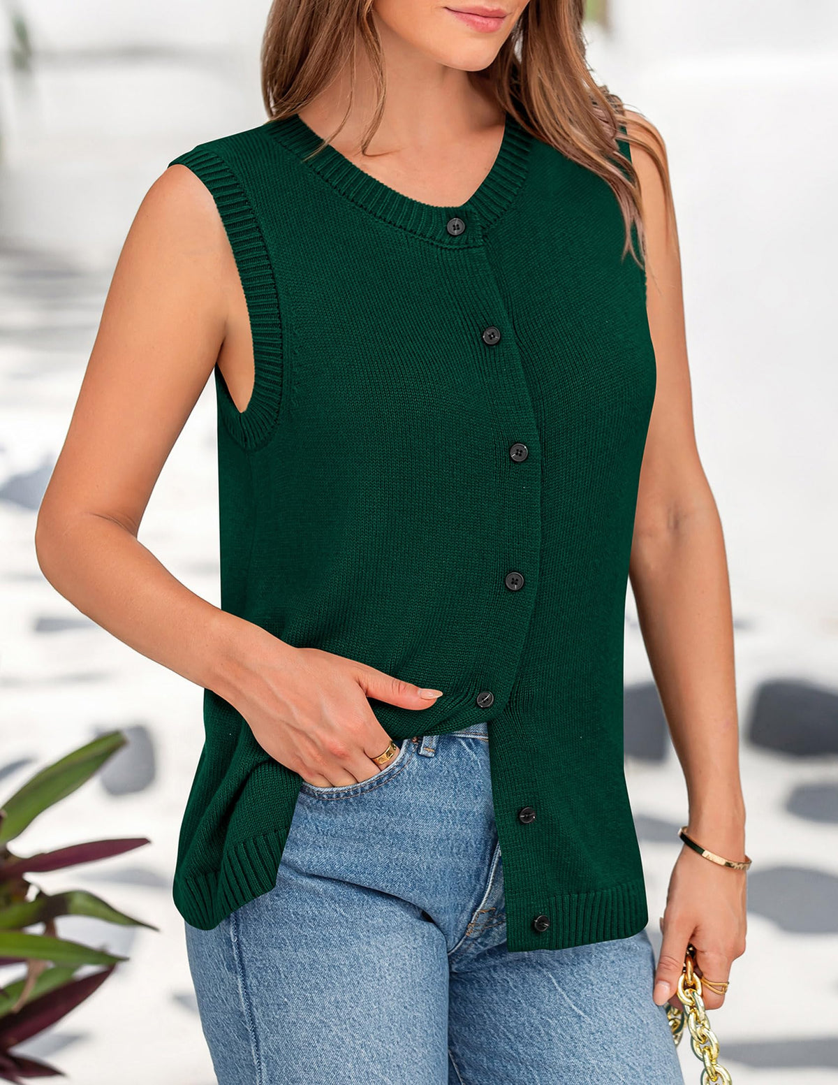 Dressy Business Casual Cap Sleeve Button Trendy Blazer Waistcoat Cardigan