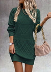PRETTYGARDEN Sweater Dress for Women Long Puff Sleeve Turtleneck Ribbed Knit Oversized Pullover Winter Short Dress