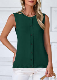 Sleeveless Button Down Business Casual Knit Tank Tops
