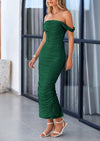 PRETTYGARDEN Womens Off The Shoulder Dress Ruched Bodycon Sleeveless Split Cocktail Party Maxi Dresses