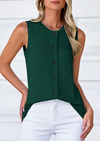 Sleeveless Button Down Business Casual Knit Tank Tops