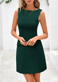 Sleeveless Boat Neck Zipper Bodycon A Line Business Work Mini Dresses