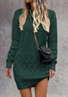 PRETTYGARDEN Sweater Dress for Women Long Puff Sleeve Turtleneck Ribbed Knit Oversized Pullover Winter Short Dress