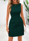 PRETTYGARDEN Womens Formal Sleeveless Summer Dresses Boat Neck Bodycon Elegant A Line Business Work Mini Dresss