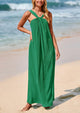 Casual Sleeveless Strappy Loose Flowy Beach Maxi Dress with Pockets