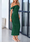 PRETTYGARDEN Womens Off The Shoulder Dress Ruched Bodycon Sleeveless Split Cocktail Party Maxi Dresses
