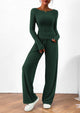 Asymmetrical Long Sleeve T-Shirt Wide Leg Pants Casual 2 Piece Sets