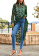Long Sleeve Round Neck High Low Asymmetrical Irregular Hem Casual Blouse