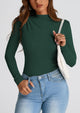 Y2K Long Sleeve Mock Neck Ruched Slim Fitted Casual Blouses