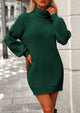 Long Sleeve Knit Turtleneck Pullover Loose Mini Sweater Dresses