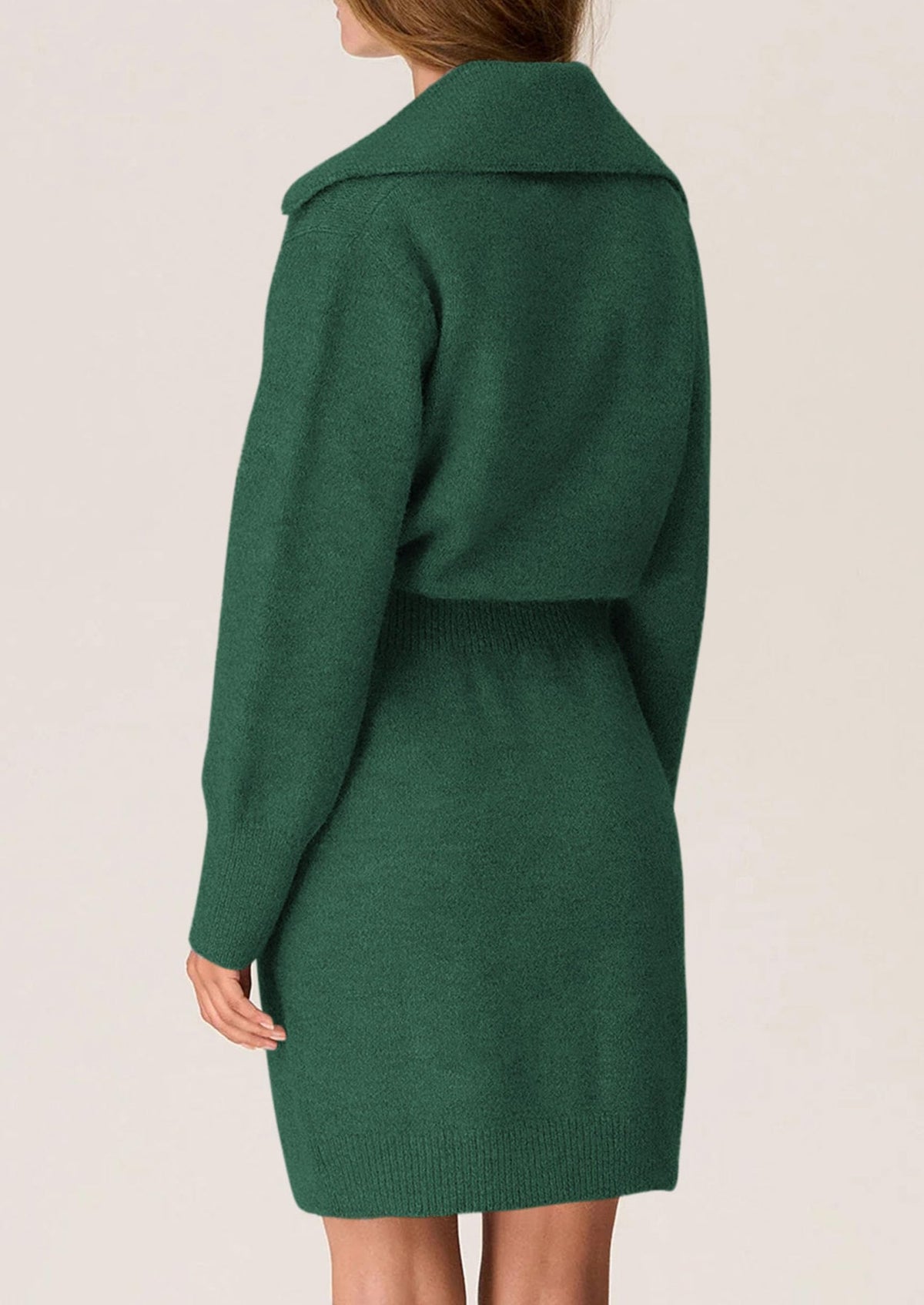 Long Sleeve V Neck Button Down Knit Pullover Sweater Dresses