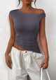 Off The Shoulder Sleeveless One Shoulder Ruched Asymmetrical Y2K Tank Top