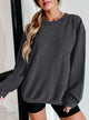 Ribbed Corduroy Crew Neck Long Sleeve Loose Fit Casual Oversized Sweatshirt