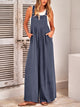 Casual Sleeveless Shoulder Strap Loose Wide Leg Pants