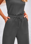 PRETTYGARDEN Jumpsuits Casual Outfits Sleeveless Wide Leg Long Pants Rompers