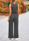 PRETTYGARDEN Jumpsuits Casual Outfits Sleeveless Wide Leg Long Pants Rompers