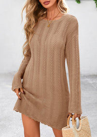 Crochet Knit Hollow Out Beach Vacation Cover Ups Dress