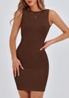 PRETTYGARDEN Spring Dresses for Women Sleeveless Bodycon Short Work Tank Dress Summer Casual Ribbed Mini Sundresses