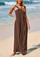 Casual Sleeveless Strappy Loose Flowy Beach Maxi Dress with Pockets