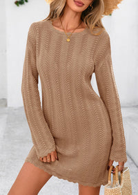 Crochet Knit Hollow Out Beach Vacation Cover Ups Dress