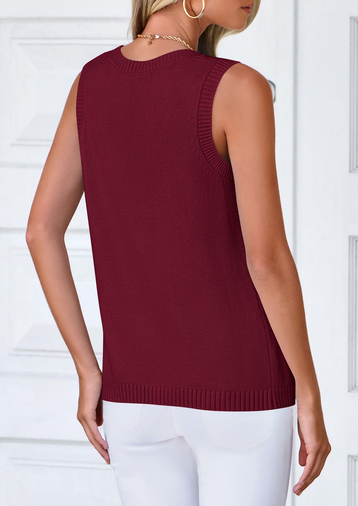 Sleeveless Button Down Business Casual Knit Tank Tops