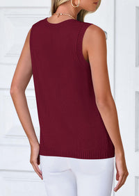 Sleeveless Button Down Business Casual Knit Tank Tops