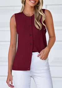 Sleeveless Button Down Business Casual Knit Tank Tops