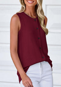 Sleeveless Button Down Business Casual Knit Tank Tops