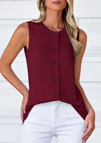 Sleeveless Button Down Business Casual Knit Tank Tops