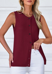 Sleeveless Button Down Business Casual Knit Tank Tops