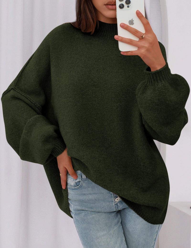 PRETTYGARDEN Women's Fall Oversized Sweaters Chunky Knit Mock Neck Long Sleeve Casual Trendy Pullover Winter Clothes PRETTYGARDEN