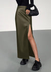PRETTYGARDEN Womens Faux Leather Skirt Fall Bodycon High Waisted Slit Dressy Casual Winter Maxi Long Pencil Skirts