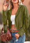 PRETTYGARDEN Women's Fringe Faux Suede Leather Jackets Fashion Tassel Motorcycle Cropped Coats