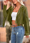 PRETTYGARDEN Women's Fringe Faux Suede Leather Jackets Fashion Tassel Motorcycle Cropped Coats