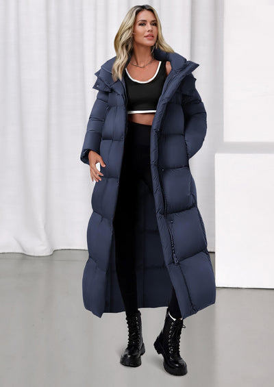 PRETTYGARDEN Women's Winter Long Puffer Coats Hooded Zip Up Casual Thickened Down Jackets Trendy Warm Clothes Outerwear