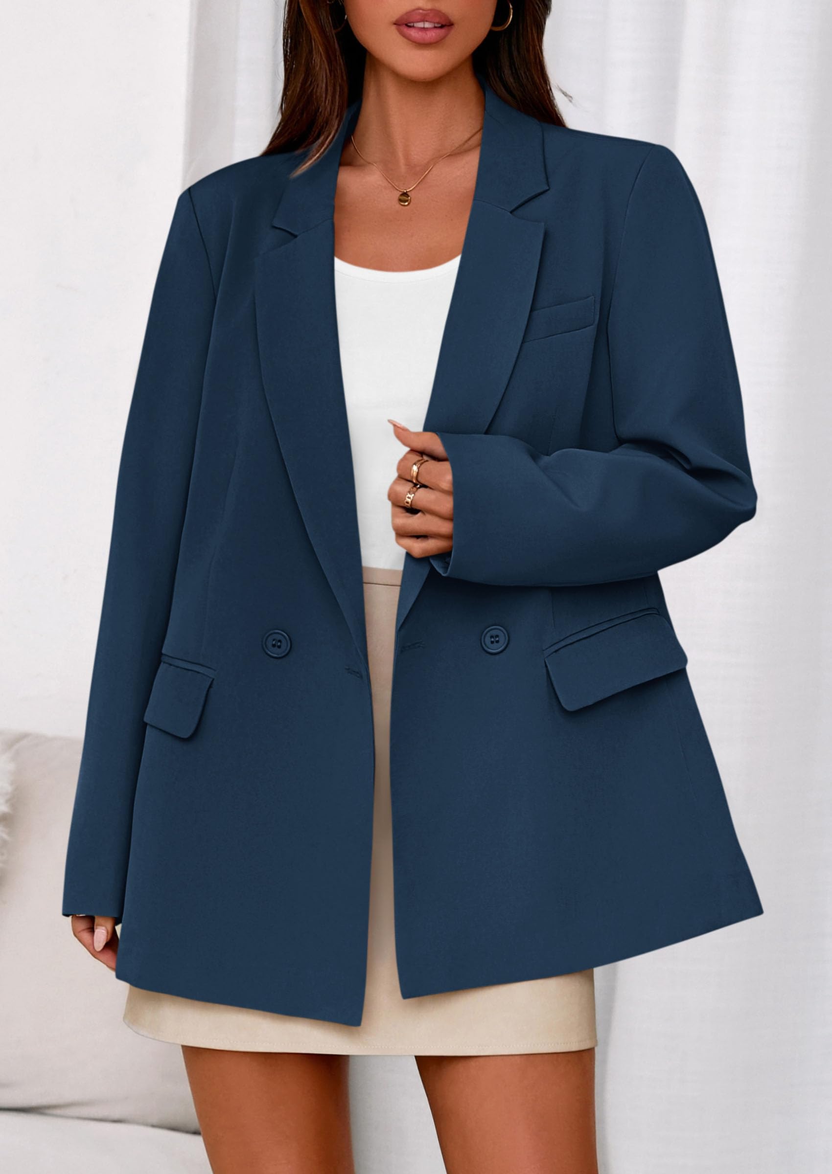 PRETTYGARDEN Fall Blazers for Women Business Casual Long Sleeve Lapel Pockets Dressy Suit Jackets Work Office Clothes PRETTYGARDEN