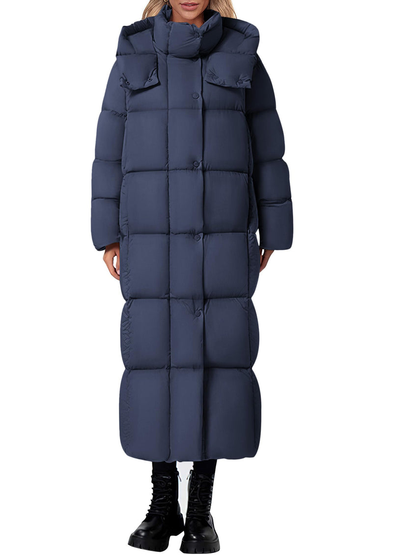 PRETTYGARDEN Women's Winter Long Puffer Coats Hooded Zip Up Casual Thickened Down Jackets Trendy Warm Clothes Outerwear