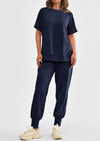 PRETTYGARDEN 2 Piece Outfit Tracksuits Casual Short Sleeve Tops High Waisted Sweatpants Set